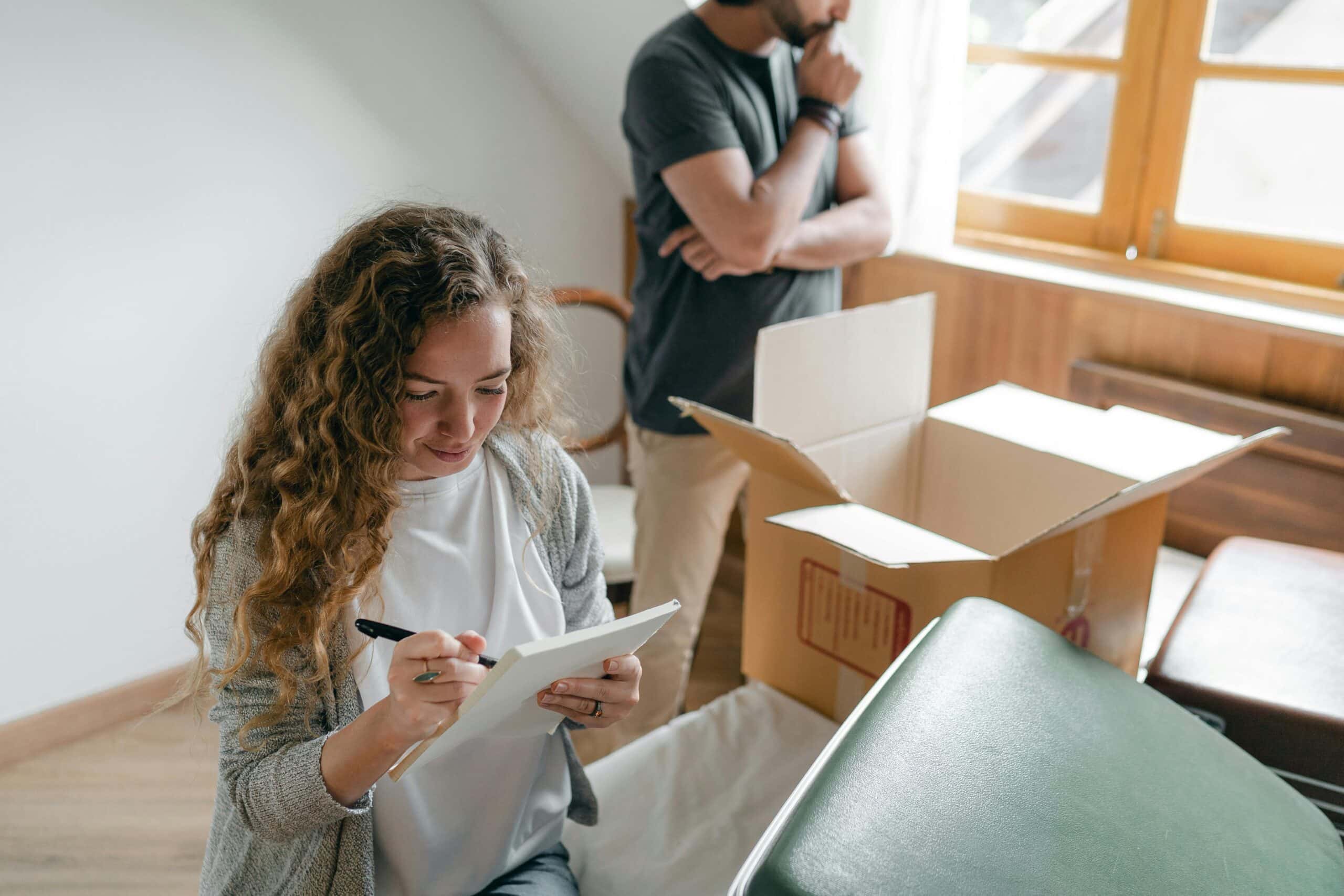 Couple moving into an apartment